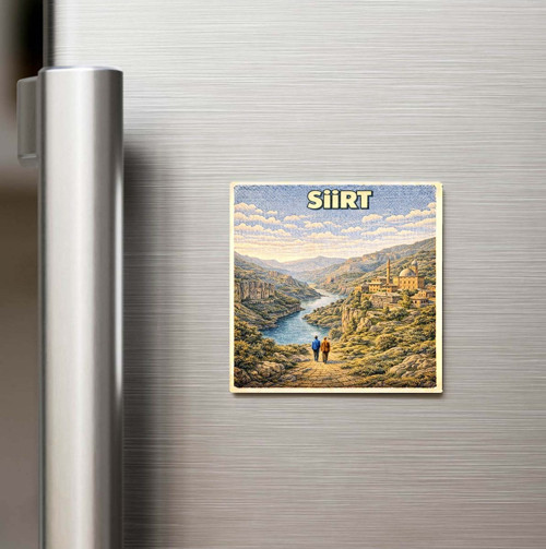 Siirt Şehri - Pop-Art Travel - Baskılı Buzdolap Magneti Kare 9x9 cm