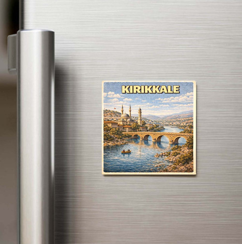 Kırıkkale Şehri - Pop-Art Travel - Baskılı Buzdolap Magneti Kare 9x9 cm