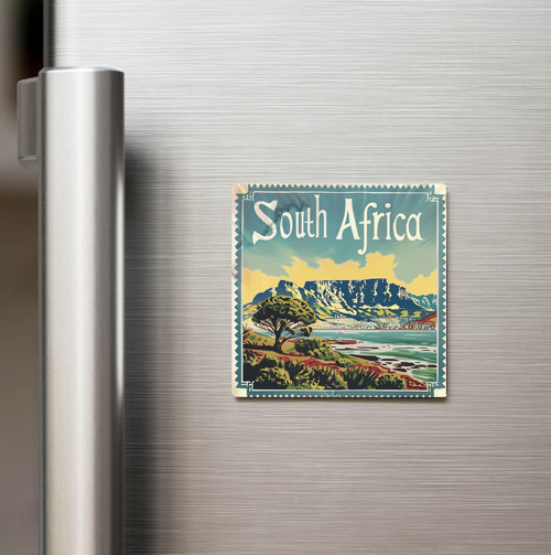 Güney Afrika South Africa - Posta Pulu Temalı Ülke - Baskılı Buzdolap Magneti Kare - 9x9 cm