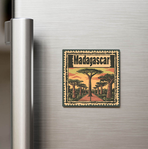 Madagaskar Madagascar - Posta Pulu Temalı Ülke - Baskılı Buzdolap Magneti Kare - 9x9 cm