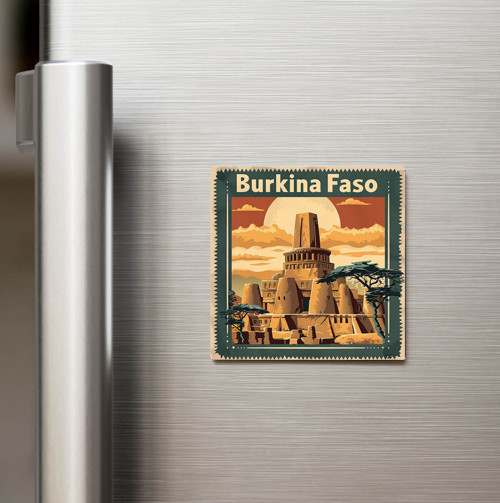 Burkina Faso Burkina Faso - Posta Pulu Temalı Ülke - Baskılı Buzdolap Magneti Kare - 9x9 cm