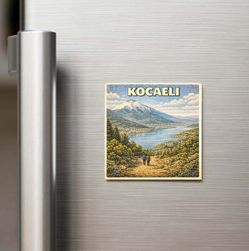 Kocaeli Şehri - Pop-Art Travel - Baskılı Buzdolap Magneti Kare 9x9 cm