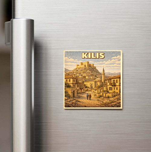 Kilis Şehri - Pop-Art Travel - Baskılı Buzdolap Magneti Kare 9x9 cm