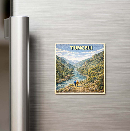 Tunceli Şehri - Pop-Art Travel - Baskılı Buzdolap Magneti Kare 9x9 cm