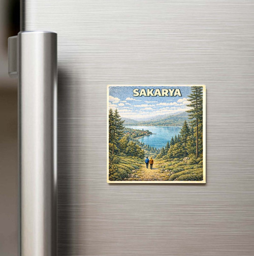 Sakarya Şehri - Pop-Art Travel - Baskılı Buzdolap Magneti Kare 9x9 cm
