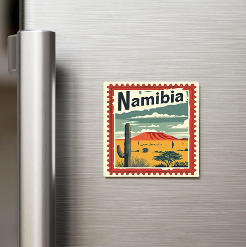 Namibya Namibia - Posta Pulu Temalı Ülke - Baskılı Buzdolap Magneti Kare - 9x9 cm