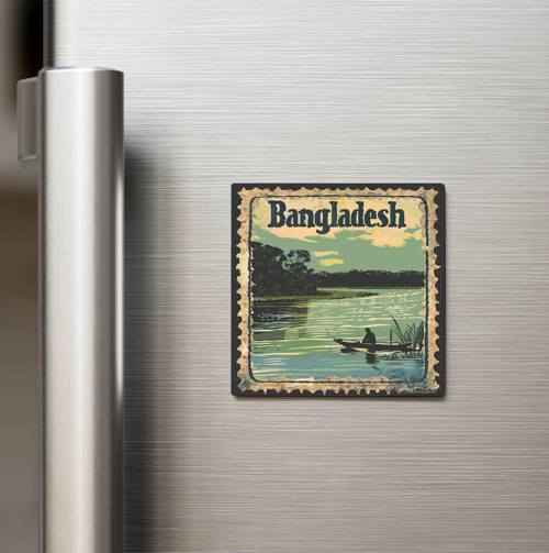 Bangladeş Bangladesh - Posta Pulu Temalı Ülke - Baskılı Buzdolap Magneti Kare - 9x9 cm