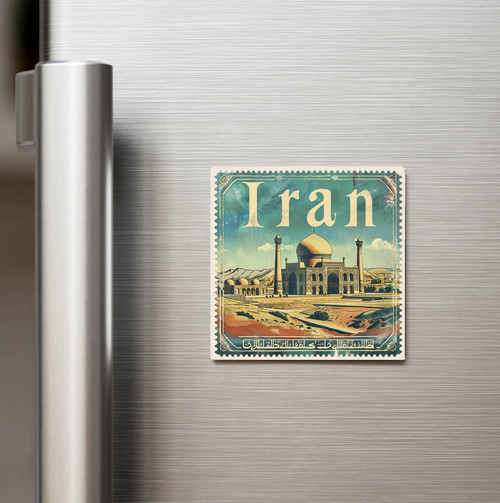 İran Iran - Posta Pulu Temalı Ülke - Baskılı Buzdolap Magneti Kare - 9x9 cm
