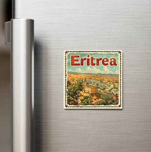Eritre Eritrea - Posta Pulu Temalı Ülke - Baskılı Buzdolap Magneti Kare - 9x9 cm