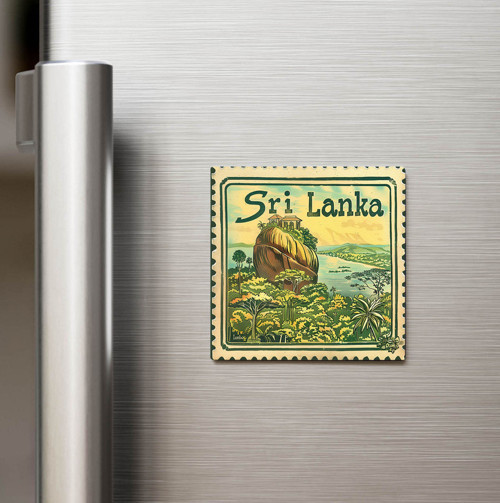 Sri Lanka Sri Lanka - Posta Pulu Temalı Ülke - Baskılı Buzdolap Magneti Kare - 9x9 cm