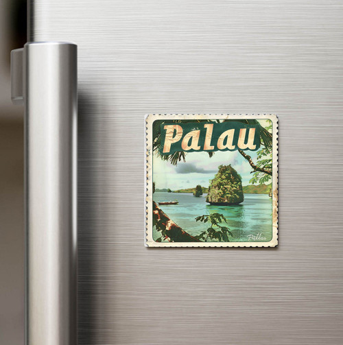 Palau Palau - Posta Pulu Temalı Ülke - Baskılı Buzdolap Magneti Kare - 9x9 cm