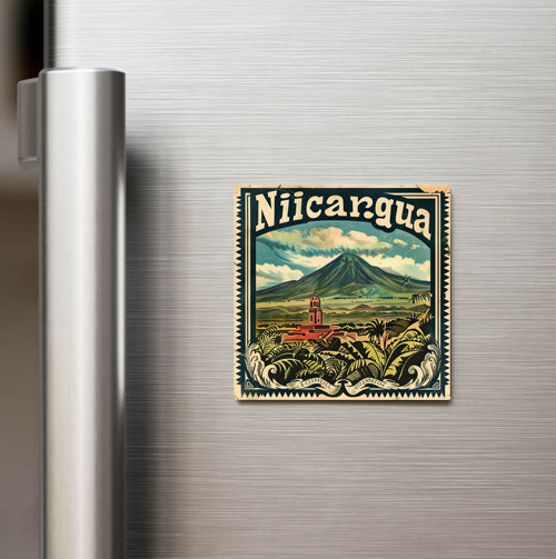Nikaragua Nicaragua - Posta Pulu Temalı Ülke - Baskılı Buzdolap Magneti Kare - 9x9 cm