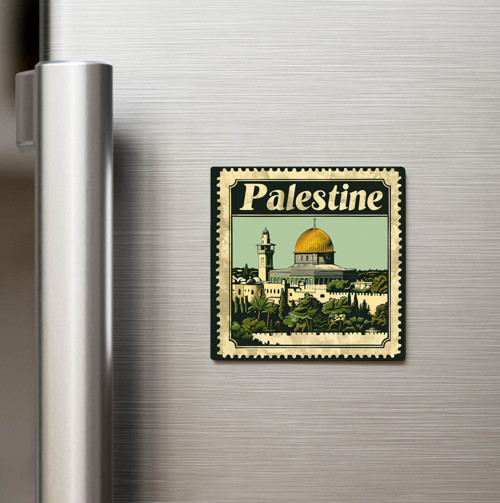 Filistin Palestine - Posta Pulu Temalı Ülke - Baskılı Buzdolap Magneti Kare - 9x9 cm