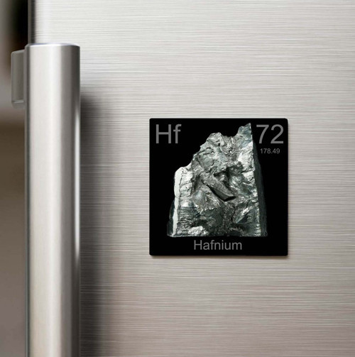 Hafnium (Hafniyum) Elementi – Baskılı Buzdolap Magneti Kare – 9x9 cm