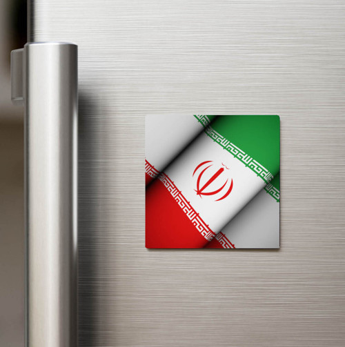 İran - Iran - Klasik Ülke Bayraklı Baskılı Buzdolap Magneti Kare 9x9 cm (1 Adet)
