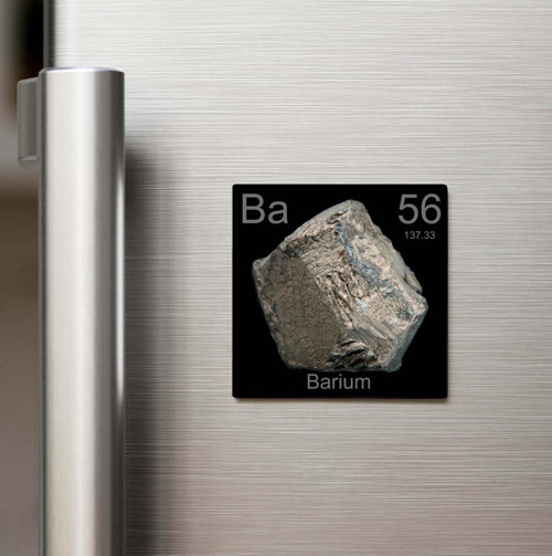 Barium (Baryum) Elementi – Baskılı Buzdolap Magneti Kare – 9x9 cm