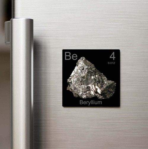 Beryllium (Berilyum) Elementi – Baskılı Buzdolap Magneti Kare – 9x9 cm