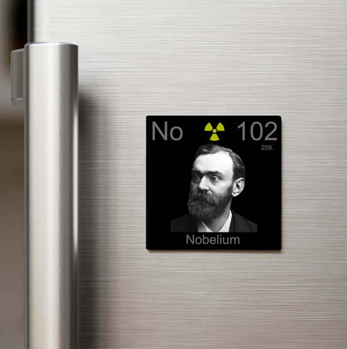 Nobelium (Nobelyum) Elementi – Baskılı Buzdolap Magneti Kare – 9x9 cm
