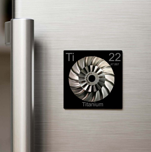 Titanium (Titanyum) Elementi – Baskılı Buzdolap Magneti Kare – 9x9 cm