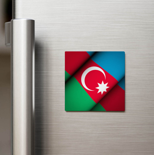Azerbaycan - Azerbaijan - Klasik Ülke Bayraklı Baskılı Buzdolap Magneti Kare 9x9 cm (1 Adet)