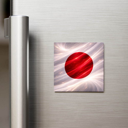 Japonya – Japan – Abstract Ülke Bayraklı Baskılı Buzdolap Magneti Kare - 9x9 cm (1 adet)