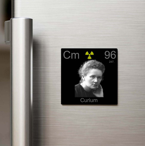 Curium (Küriyum) Elementi – Baskılı Buzdolap Magneti Kare – 9x9 cm
