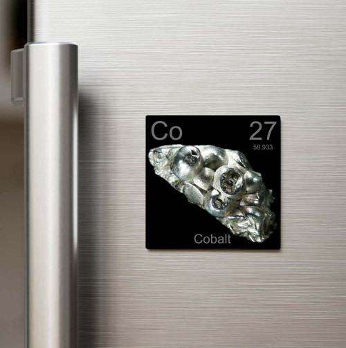 Cobalt (Kobalt) Elementi – Baskılı Buzdolap Magneti Kare – 9x9 cm