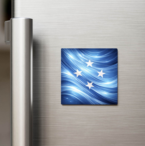 Mikronezya – Micronesia – Abstract Ülke Bayraklı Baskılı Buzdolap Magneti Kare - 9x9 cm (1 adet)