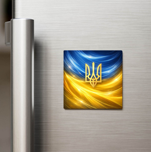 Ukrayna – Ukraine – Abstract Ülke Bayraklı Baskılı Buzdolap Magneti Kare - 9x9 cm (1 adet)
