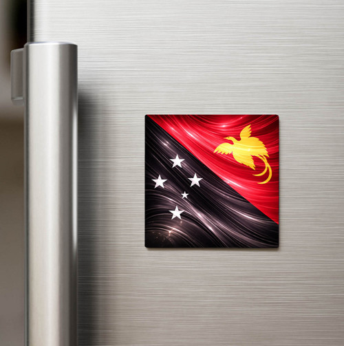 Papua Yeni Gine – Papua New Guinea – Abstract Ülke Bayraklı Buzdolap Magneti - 9x9 cm (1 adet)