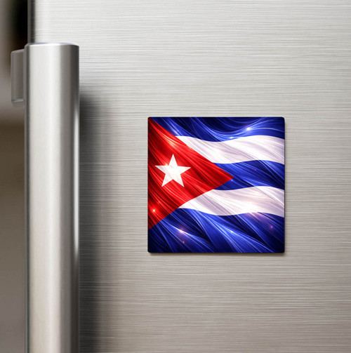Küba – Cuba – Abstract Ülke Bayraklı Baskılı Buzdolap Magneti Kare - 9x9 cm (1 adet)
