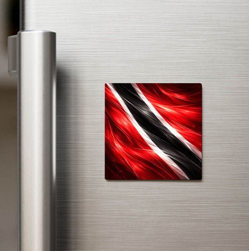 Trinidad ve Tobago – Abstract Ülke Bayraklı Baskılı Buzdolap Magneti Kare 9x9 cm