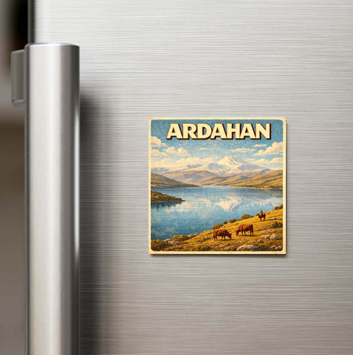 Ardahan Şehri - Pop-Art Travel - Baskılı Buzdolap Magneti Kare 9x9 cm