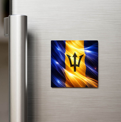 Barbados – Barbados – Abstract Ülke Bayraklı Baskılı Buzdolap Magneti Kare - 9x9 cm (1 adet)