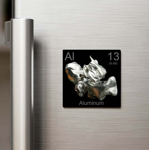 Aluminum (Alüminyum) Elementi – Baskılı Buzdolap Magneti Kare – 9x9 cm