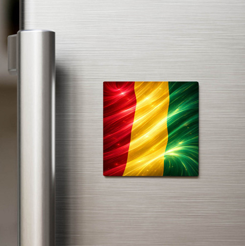 Gine – Guinea – Abstract Ülke Bayraklı Baskılı Buzdolap Magneti Kare - 9x9 cm (1 adet)