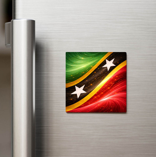 Saint Kitts ve Nevis Abstract Ülke Bayraklı Baskılı Buzdolap Magneti Kare 9x9 cm (1 adet)