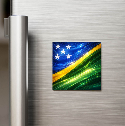 Solomon Adaları – Solomon Islands – Abstract Ülke Bayraklı Baskılı Buzdolap Magneti Kare - 9x9 cm