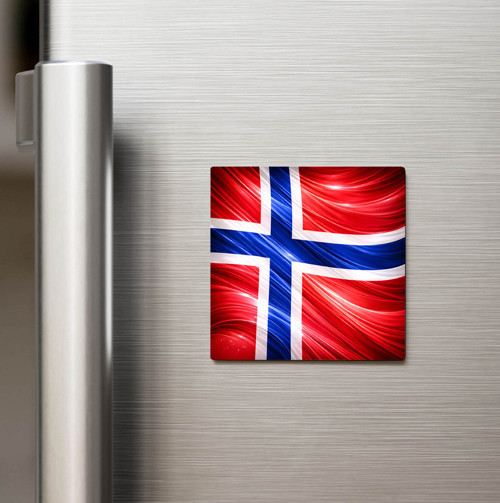 Norveç – Norway – Abstract Ülke Bayraklı Baskılı Buzdolap Magneti Kare - 9x9 cm (1 adet)