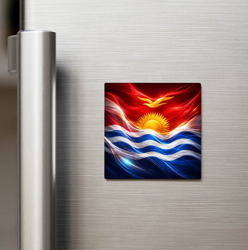 Kiribati – Kiribati – Abstract Ülke Bayraklı Baskılı Buzdolap Magneti Kare - 9x9 cm (1 adet)