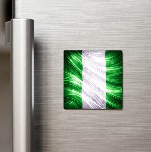 Nijerya – Nigeria – Abstract Ülke Bayraklı Baskılı Buzdolap Magneti Kare - 9x9 cm (1 adet)