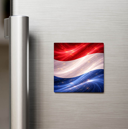 Hollanda – Netherlands – Abstract Ülke Bayraklı Baskılı Buzdolap Magneti Kare - 9x9 cm (1 adet)