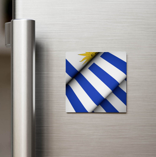 Uruguay - Uruguay - Klasik Ülke Bayraklı Baskılı Buzdolap Magneti Kare 9x9 cm (1 Adet)
