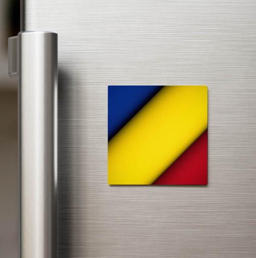 Romanya - Romania - Klasik Ülke Bayraklı Baskılı Buzdolap Magneti Kare 9x9 cm (1 Adet)