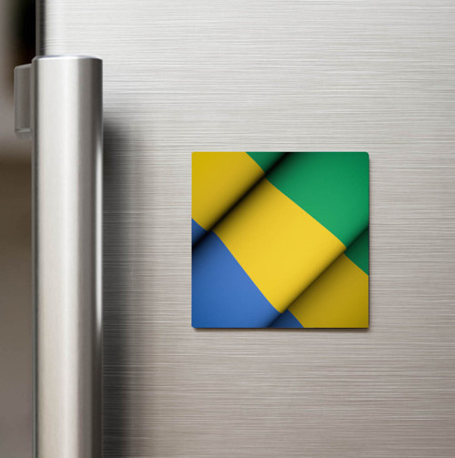 Gabon - Gabon - Klasik Ülke Bayraklı Baskılı Buzdolap Magneti Kare 9x9 cm (1 Adet)