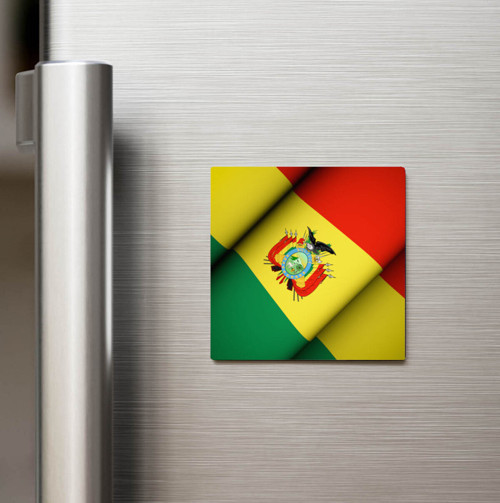 Bolivya - Bolivia - Klasik Ülke Bayraklı Baskılı Buzdolap Magneti Kare 9x9 cm (1 Adet)