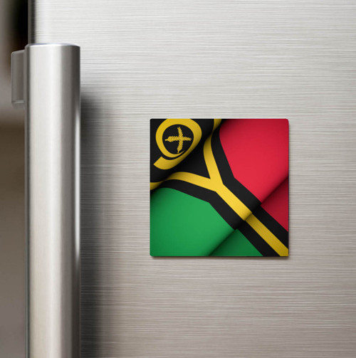 Vanuatu - Vanuatu - Klasik Ülke Bayraklı Baskılı Buzdolap Magneti Kare 9x9 cm (1 Adet)