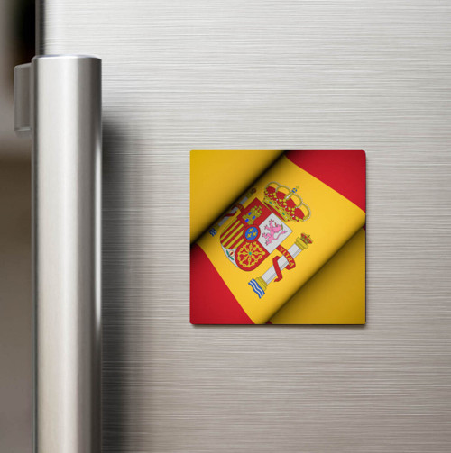 İspanya - Spain - Klasik Ülke Bayraklı Baskılı Buzdolap Magneti Kare 9x9 cm (1 Adet)