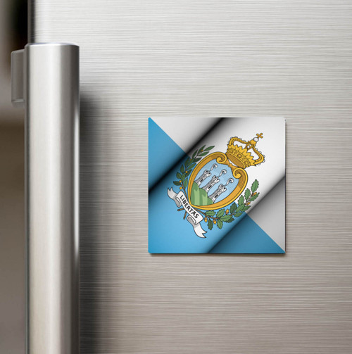 San Marino - San Marino - Klasik Ülke Bayraklı Baskılı Buzdolap Magneti Kare 9x9 cm (1 Adet)