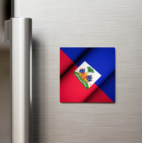 Haiti - Haiti - Klasik Ülke Bayraklı Baskılı Buzdolap Magneti Kare 9x9 cm (1 Adet)
